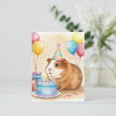 Carte postale d'anniversaire avec un adorable coch (Debout devant)