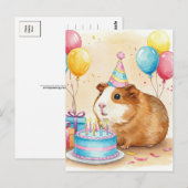 Carte postale d'anniversaire avec un adorable coch (Devant / Derrière)