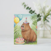 Carte postale d'anniversaire avec un capybara mign (Debout devant)