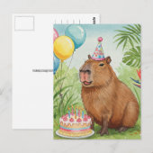 Carte postale d'anniversaire avec un capybara mign (Devant / Derrière)
