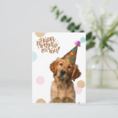 Carte postale d'anniversaire avec un chiot en chap (Debout devant)