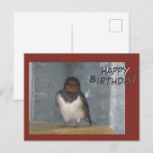 Carte postale d'anniversaire avec une hirondelle r (Devant / Derrière)