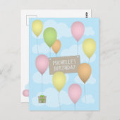 Carte postale d'anniversaire Ballons Colorés (Devant / Derrière)