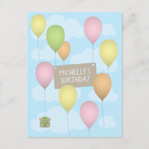 Carte postale d'anniversaire Ballons Colorés