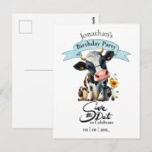 Carte postale d'anniversaire Black Cow Birthday Bo (Devant / Derrière)