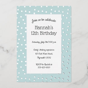 carte postale d'anniversaire bleu pastel confettis