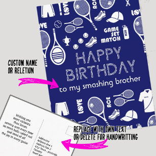 Carte postale d'anniversaire Blue Tennis 🎾