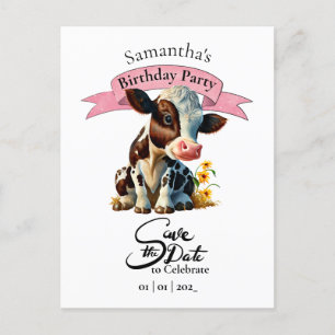 Carte postale d'anniversaire Brown Cow Save the Da