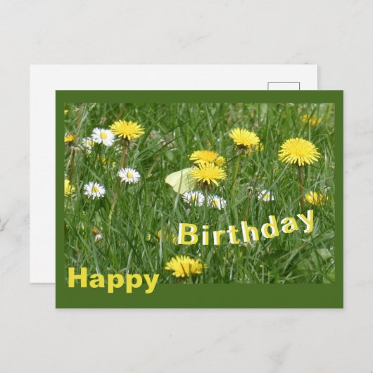 Carte postale d'anniversaire Champ d'herbe avec Pi (Devant / Derrière)