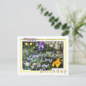 Carte postale d'anniversaire collage de fleurs pri (Debout devant)