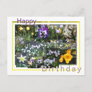 Carte postale d'anniversaire collage de fleurs pri