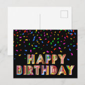 Carte postale d'anniversaire colorée de confettis  (Devant / Derrière)