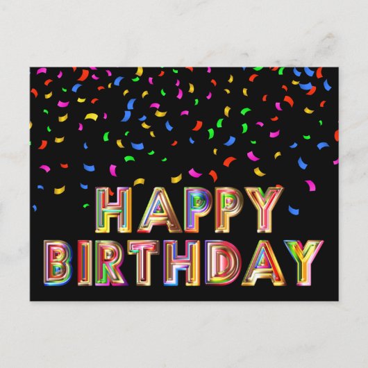 Carte postale d'anniversaire colorée de confettis  (Devant)