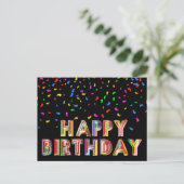 Carte postale d'anniversaire colorée de confettis  (Debout devant)