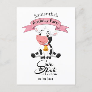 Carte postale d'anniversaire Cow Save the Date