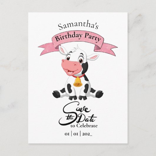 Carte postale d'anniversaire Cow Save the Date (Devant)