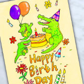 Carte postale d'anniversaire Crocodile mignon