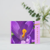 Carte postale d'anniversaire Crocus en gros plan (Debout devant)
