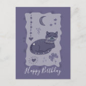 Carte postale d'anniversaire de chat nocturne fant (Devant)