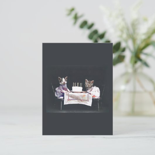 Carte postale d'anniversaire de chatons vintage (Debout devant)