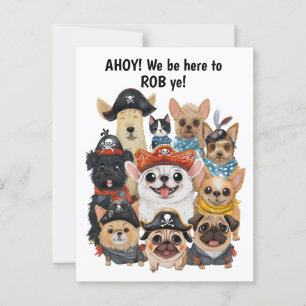 Carte postale d'anniversaire de chiens pirates Drô
