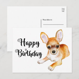 Carte postale d'anniversaire de Chihuahua mignon e