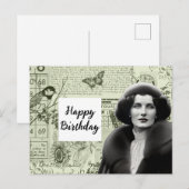 Carte postale d'anniversaire de collage d'éphémère (Devant / Derrière)