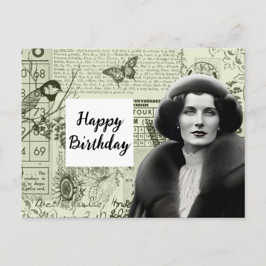 Carte postale d'anniversaire de collage d'éphémère (Devant)