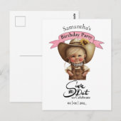 Carte postale d'anniversaire de Cowgirl mignonne (Devant / Derrière)