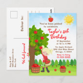 Carte postale d'anniversaire de cueillette de pomm (Devant / Derrière)