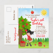 Carte postale d'anniversaire de cueillette de pomm (Devant / Derrière)