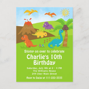 Carte postale d'anniversaire de dinosaures garçons