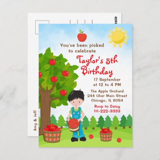 Carte postale d'anniversaire de garçon aux cheveux (Devant / Derrière)