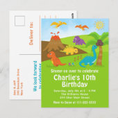 Carte postale d'anniversaire de garçons dinosaures (Devant / Derrière)