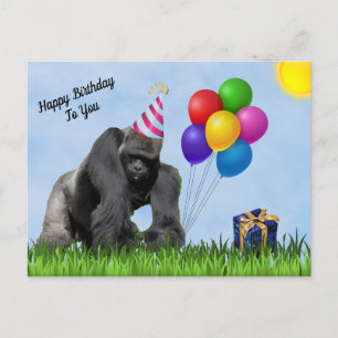 Carte postale d'anniversaire de gorille aimant s'a
