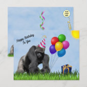 Carte postale d'anniversaire de gorille aimant s'a (Devant / Derrière)
