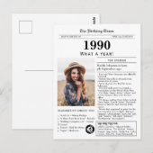 Carte postale d'anniversaire de journal de 1990 (Devant / Derrière)