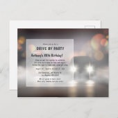 Carte postale d'anniversaire de nuit en voiture (Devant / Derrière)