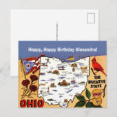 Carte postale d'anniversaire de Ohio Buckeye (Devant / Derrière)