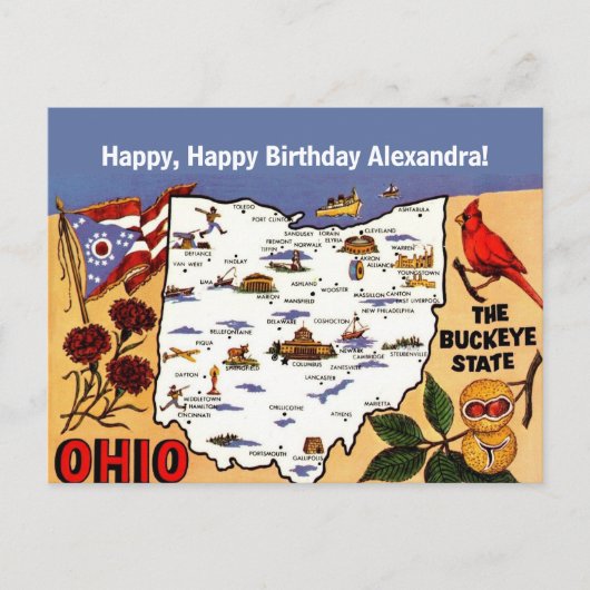 Carte postale d'anniversaire de Ohio Buckeye (Devant)
