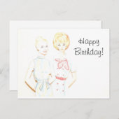 Carte postale d'anniversaire de poupée en papier v (Devant / Derrière)