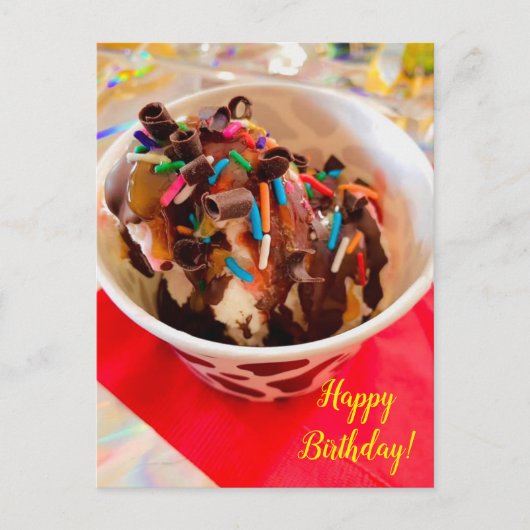 Carte postale d'anniversaire de sundae de glace (Devant)