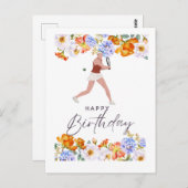 Carte postale d'anniversaire de tennis pour joueus (Devant / Derrière)