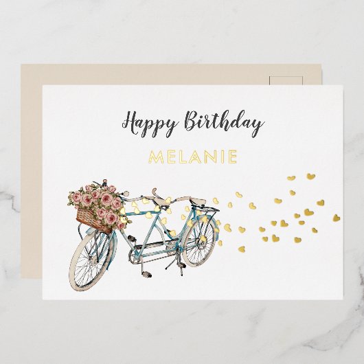 carte postale d'anniversaire de vélo tandem (Recto/Verso)