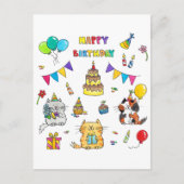 Carte postale d'anniversaire des chats (Devant)