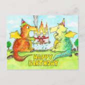 Carte postale d'anniversaire Dragons joyeux  (Devant)