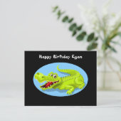 Carte postale d'anniversaire drôle de crocodile (Debout devant)