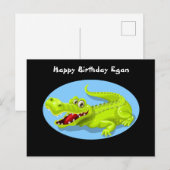 Carte postale d'anniversaire drôle de crocodile (Devant / Derrière)