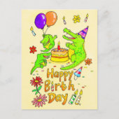 Carte postale d'anniversaire du crocodile mignon (Devant)