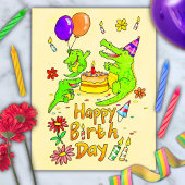 Carte postale d'anniversaire d'un crocodile mignon